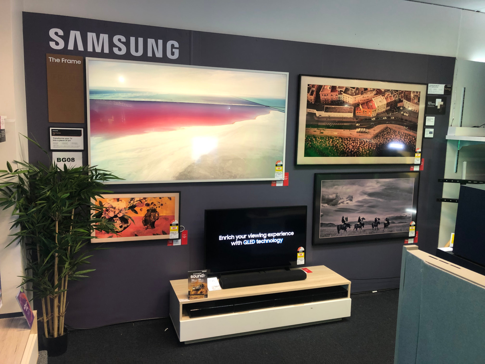 Samsung retail display fixtures in a showroom