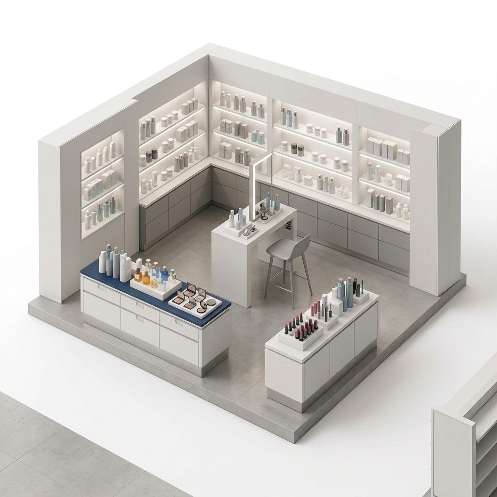 Conceptual architectural illustration of Beauty & Cosmetics